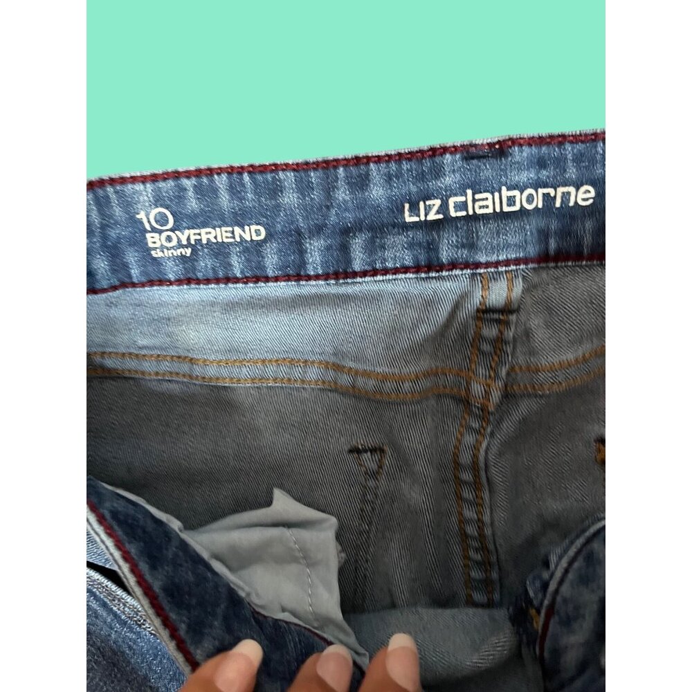 Liz Claiborne Boyfriend Skinny Jeans Size 10 Medium Wash Denim Casual Wear - Picture 2 of 4
